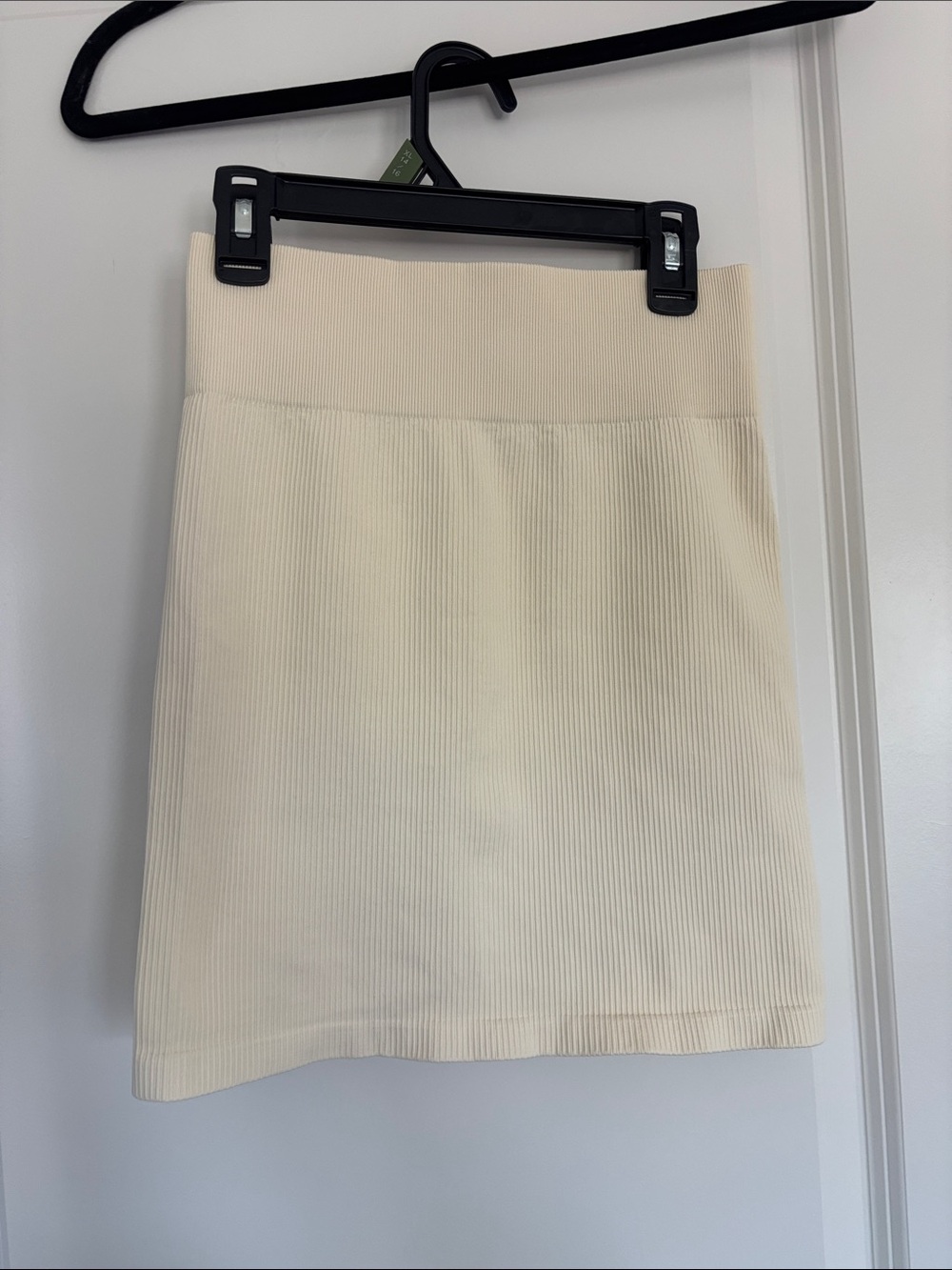 Cream Ribbed Mini Skirt - Women's Casual Skirt